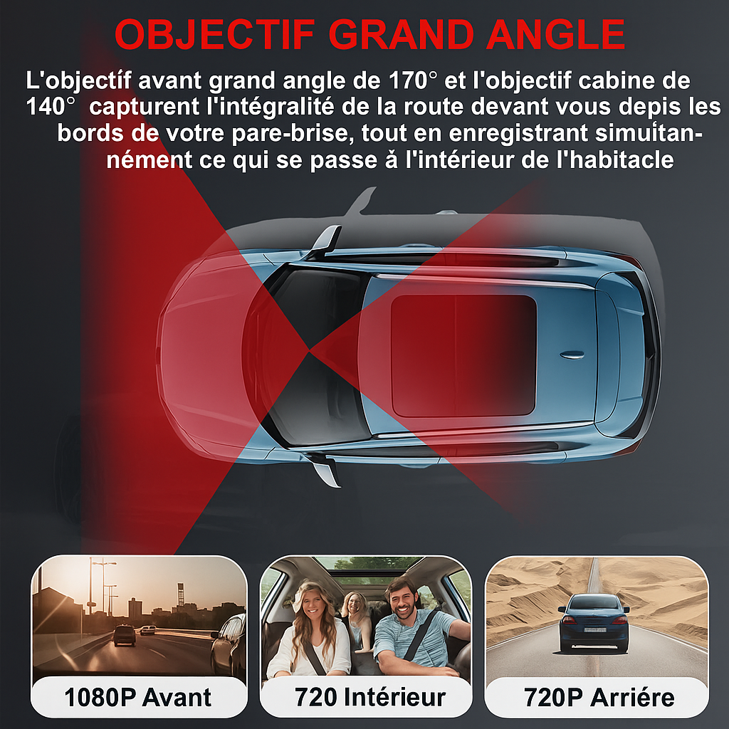 ClearDrive 3-Channel – Enregistreur automobile compact 3 en 1