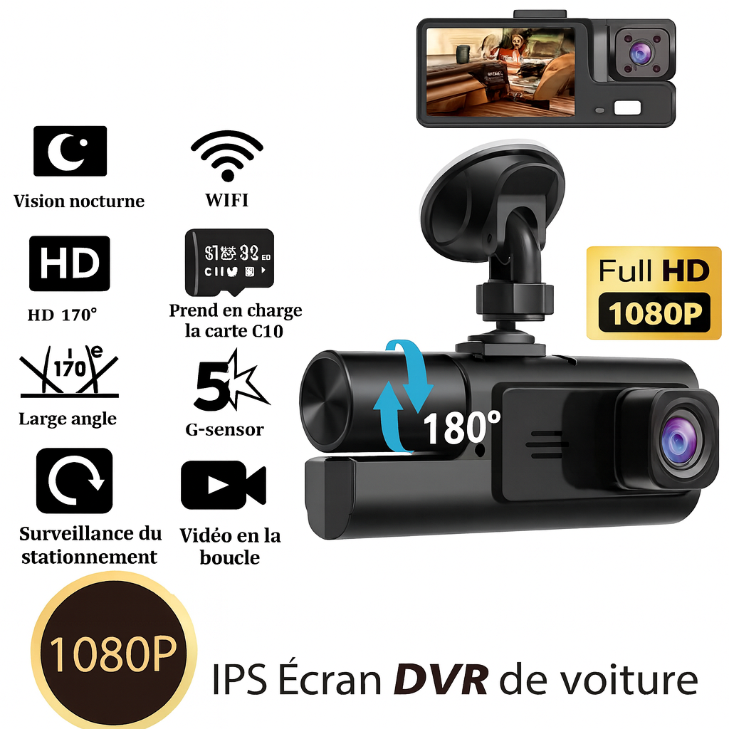 ClearDrive 3-Channel – Enregistreur automobile compact 3 en 1